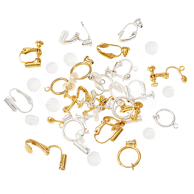 Brass Clip-on Earrings Findings KK-TA0007-66-1