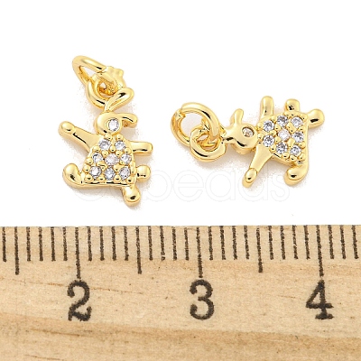 Brass Micro Pave Clear Cubic Zirconia Charms KK-Z044-32G-1