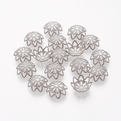 Non-Tarnish Multi-Petal 304 Stainless Steel Flower Bead Caps X-STAS-L205-08P-1