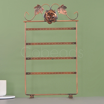 Rectangle with Flower Iron Earrings Storage Rack PW-WG2AE78-01-1