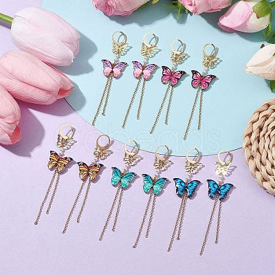 Alloy Butterfly Dangle Leverback Earrings EJEW-JE05642-1