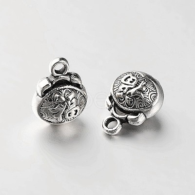 Flat Round with Chinese Blessing Tibetan Style Alloy Charms PALLOY-N0115-03AS-1