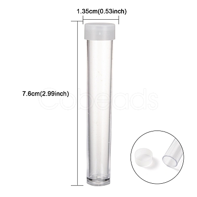 Clear Tube Plastic Bead Containers with Lid C066Y-1