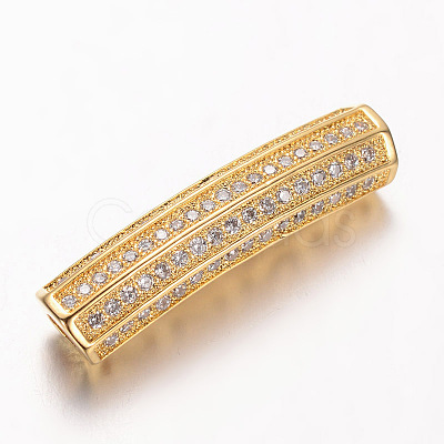 Brass Micro Pave Cubic Zirconia Tube Beads ZIRC-M101-03-FF-1