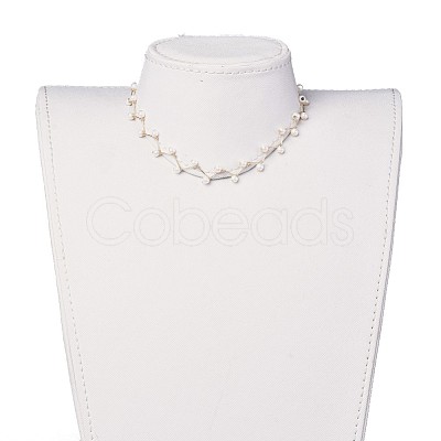 Glass Pearl Beaded Choker Necklaces NJEW-JN02530-1