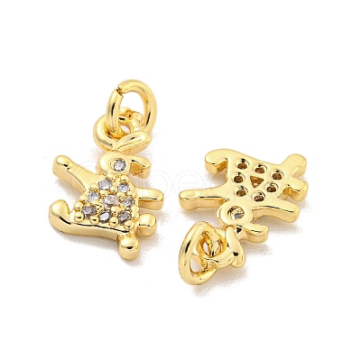 Brass Micro Pave Clear Cubic Zirconia Charms KK-Z044-32G-1