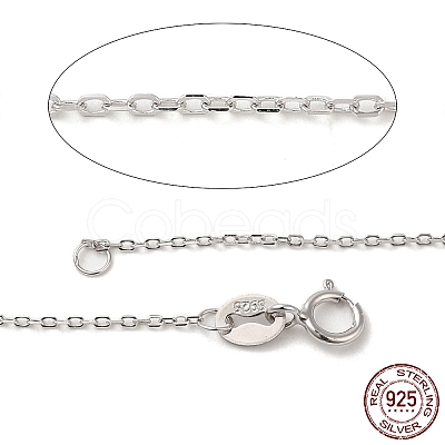 Anti-Tarnish Trendy Unisex Rhodium Plated Sterling Silver Cable Chains Necklaces X-STER-M034-B-07-1