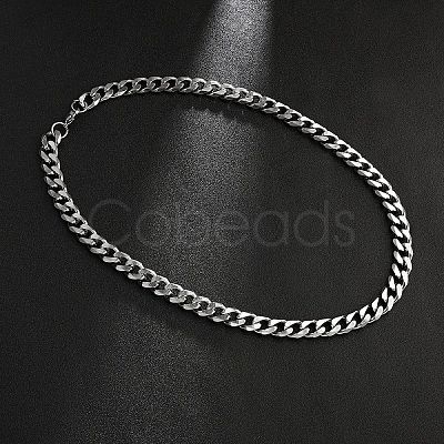 Non-Tarnish 201 Stainless Steel Curb Chain Necklaces NJEW-Q336-12B-P-1