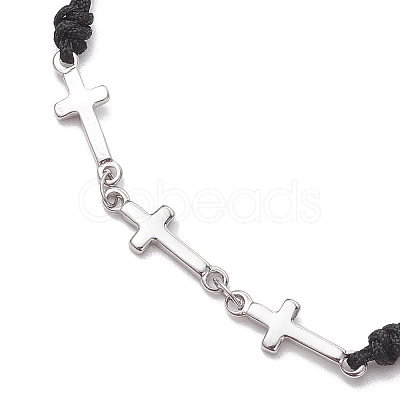 4Pcs 4 Colors 304 Stainless Steel Triple Cross Link Braided Bracelets BJEW-JB10772-1