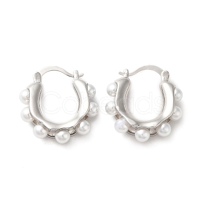 Plastic Pearl Beaded Hoop Earrings EJEW-Q024-04P-1