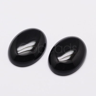 Oval Natural Dyed & Heated Black Agate Cabochons G-K020-18x13mm-01-1