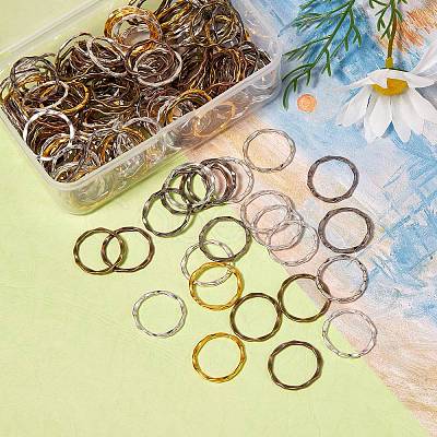 210 Pcs 7 Styles Tibetan Style Alloy Linking Rings FIND-SZ0001-25-1