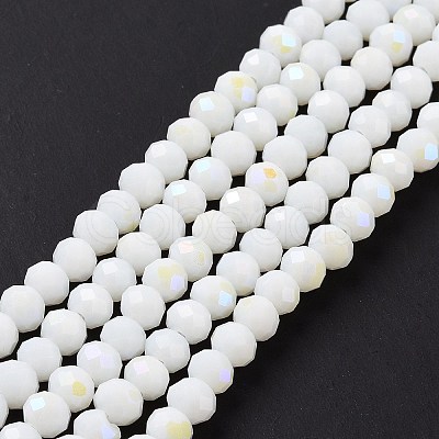 Electroplate Opaque Solid Color Glass Beads Strands EGLA-A034-P8mm-L17-1