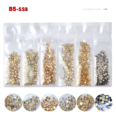 Glass Rhinestone Flat Back Cabochons MRMJ-T009-034B-SS8-1