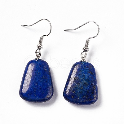 Natural Dyed Lapis Lazuli Trapezoid Dangle Earrings EJEW-D188-02P-08-1