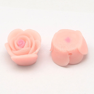 Handmade Polymer Clay 3D Flower Rose Beads X-CLAY-Q201-M01-1