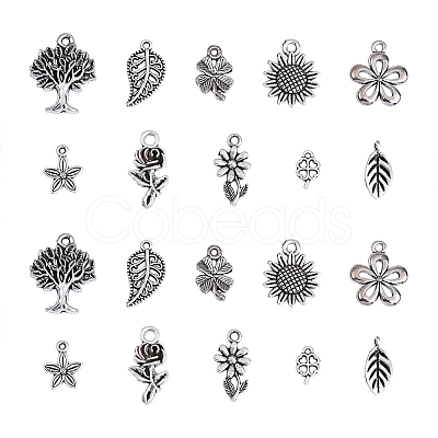 100 pcs 10 Style Tibetan Style Alloy Pendants TIBEP-CJ0001-35-1