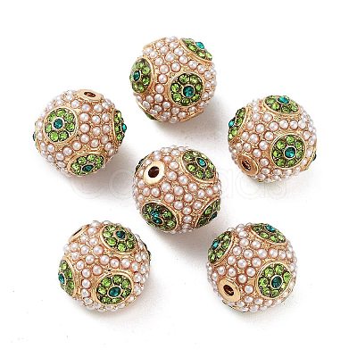 Golden Plated Alloy Rhinestone Beads FIND-E046-14G-03-1