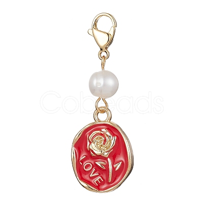 Valentine's Day Alloy Enamel Pendants Decorations HJEW-JM01245-1