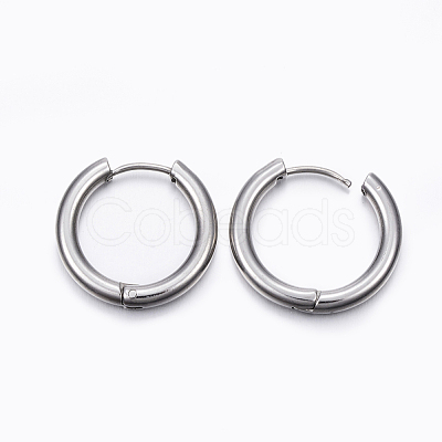 Tarnish Resistant 202 Stainless Steel Huggie Hoop Earrings EJEW-F111-18mm-P01-1