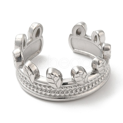 Non-Tarnish 304 Stainless Steel Leaf Open Cuff Ring for Women RJEW-I098-14P-1