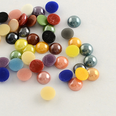 Pearlized Plated Opaque Glass Cabochons PORC-S801-4mm-M-1