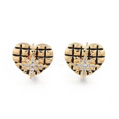 Brass Clear Cubic Zirconia Stud Earring Findings EJEW-N012-55-1