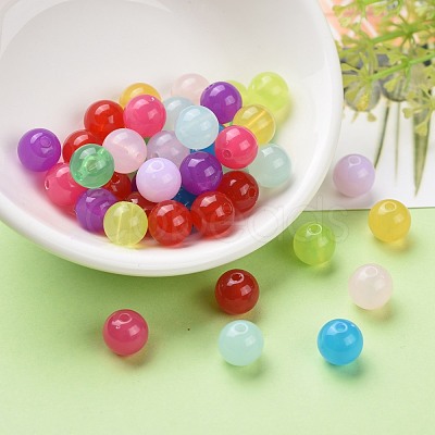 Imitation Jade Acrylic Beads X-SACR-S188-10mm-M-1