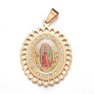 304 Stainless Steel Lady of Guadalupe Pendants STAS-G102-67G-1