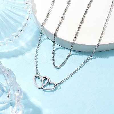 Stainless Steel Heart Pendant Necklaces for Women NJEW-JN04735-02-1