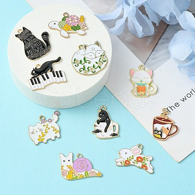 10Pcs 10 Styles Alloy Enamel Pendants ENAM-YW0004-01-1