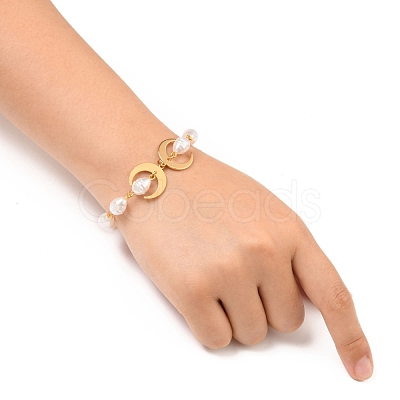 Brass Crescent Moon Bracelets BJEW-JB05557-1