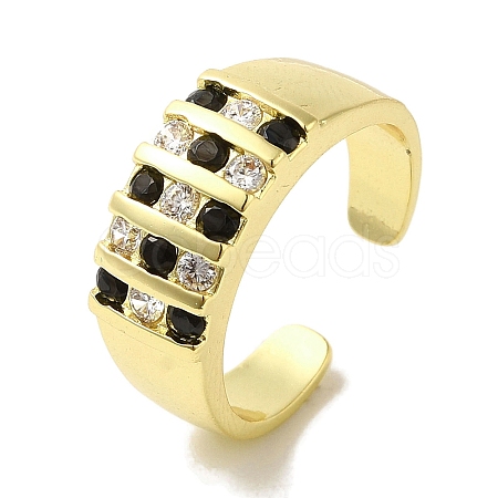 Rack Plating Brass Micro Pave Cubic Zirconia Cuff Rings RJEW-H228-13G-02-1