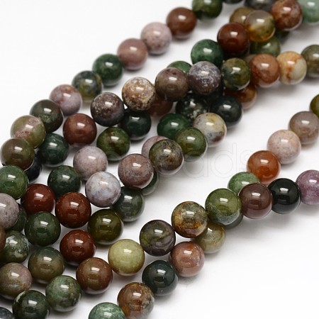 Natural Indian Agate Round Beads Strands G-F243-01-4mm-1