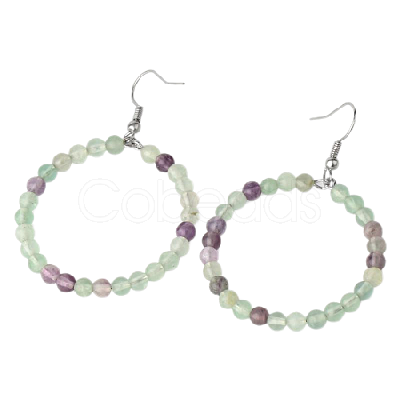 Fashionable Natural Fluorite Hoop Earrings for Women KJ9273-12-1