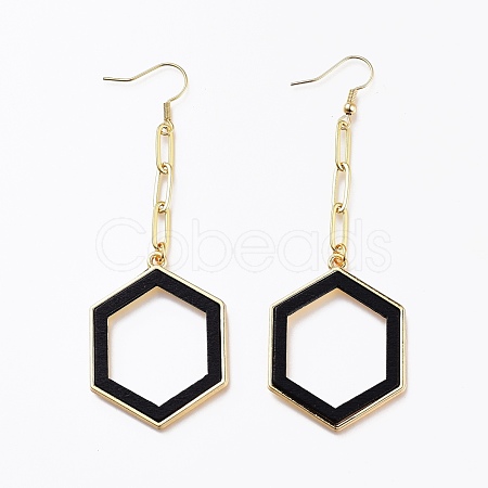 Hexagon Shape Dangle Earrings EJEW-JE04395-1