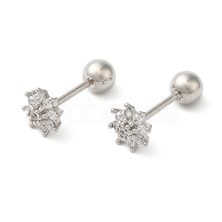 Star Brass Micro Pave Clear Cubic Zirconia Ear Plug Gauges EJEW-L289-01P-03-1