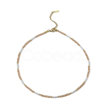 Glass Beaded Necklaces NJEW-P297-01G-04-1