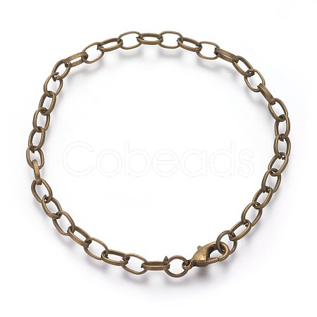 Antique Bronze Tone Iron Cable Chain Bracelet Making X-IFIN-H031-AB-1