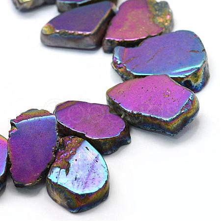 Nuggets Electroplate Natural Agate Beads Strands G-L456-39B-1