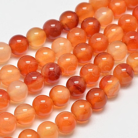 Round Natural Red Agate Bead Strands G-M257-8mm-26-1