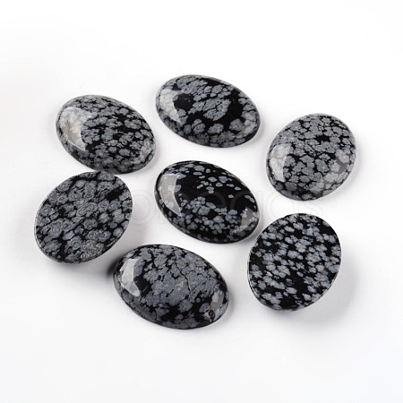 Oval Natural Snowflake Obsidian Cabochons G-I171-30x40mm-01-1