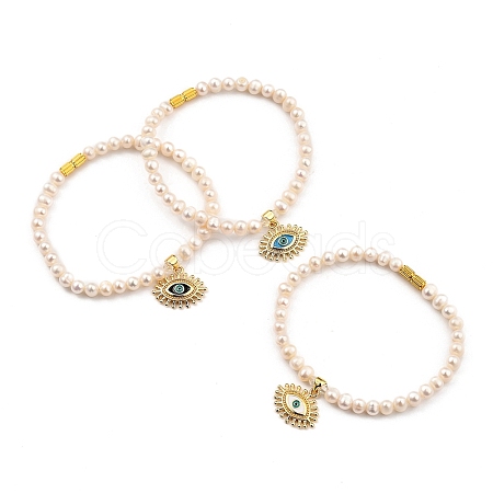 Brass Enamel Charm Bracelets BJEW-JB05381-M-1