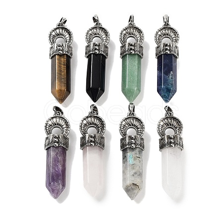 Natural Mixed Gemstone Pointed Big Pendants G-Q163-02AS-1