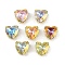 Brass Glass Rhinestone Sew on Rhinestones, Heart, Faceted, Mixed Color, Golden, 10x10x7mm, Hole: 0.8mm