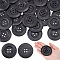 Olycraft 30Pcs Wood Buttons, 4-Hole, Clothing Accessories, Flat Round, Black, 60x5.5mm, Hole: 4.5mm