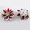 Acrylic Rhinestone Flower Flat Back Cabochons, with Brass Findings, Red, 24x7mm