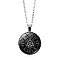 Alloy Pendant Necklaces, Glass Flat Round Jewelry for Unisex, Platinum, 17.72 inch(45cm)