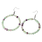 Fashionable Natural Fluorite Hoop Earrings for Women, Versatile and Unique, Platinum, 59x42x4mm