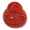 Glass Pendants, Figure of Buddha, Red, 39.5x36x10.5mm, Hole: 1mm